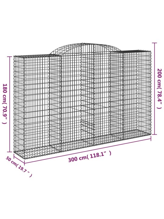 Kaarevat kivikorit 2 kpl 300x50x180/200 cm galvanoitu rauta