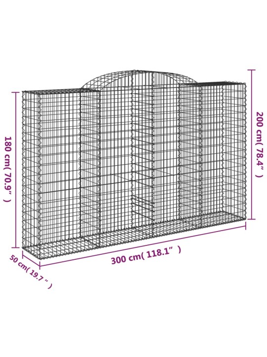 Kaarevat kivikorit 6 kpl 300x50x180/200 cm galvanoitu rauta