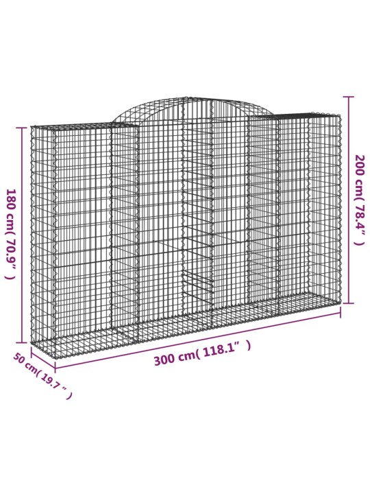 Kaarevat kivikorit 10 kpl 300x50x180/200 cm galvanoitu rauta