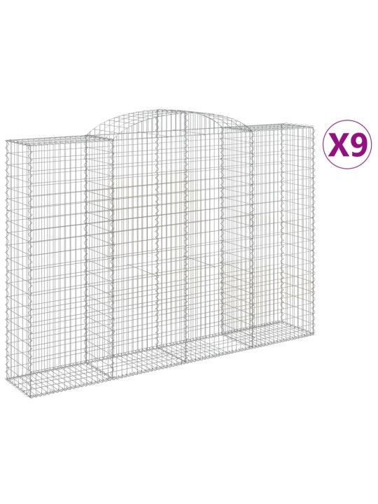 Kaarevat kivikorit 9 kpl 300x50x200/220 cm galvanoitu rauta
