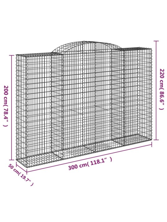 Kaarevat kivikorit 10 kpl 300x50x200/220 cm galvanoitu rauta