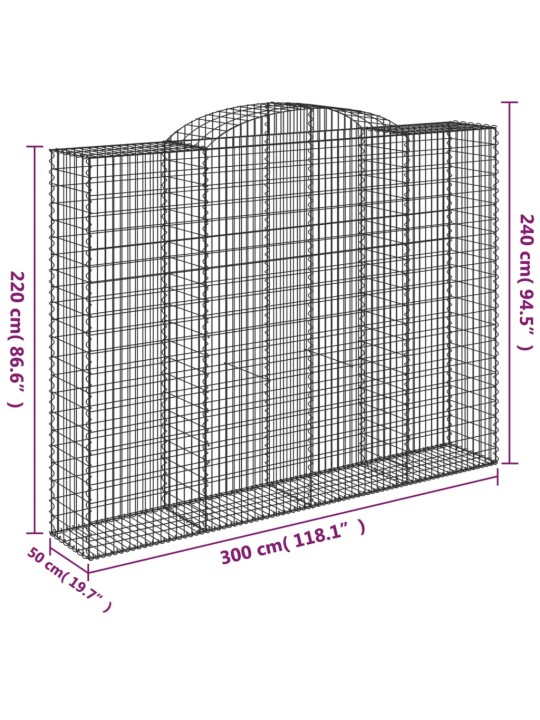 Kaarevat kivikorit 2 kpl 300x50x220/240 cm galvanoitu rauta