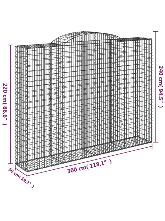 Kaarevat kivikorit 4 kpl 300x50x220/240 cm galvanoitu rauta