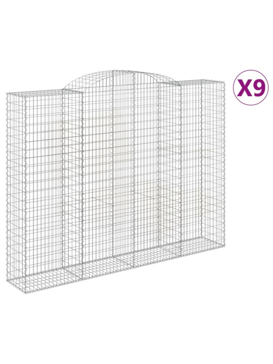 Kaarevat kivikorit 9 kpl 300x50x220/240 cm galvanoitu rauta