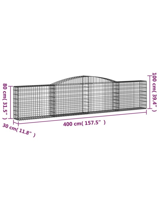 Kaarevat kivikorit 5 kpl 400x30x80/100 cm galvanoitu rauta