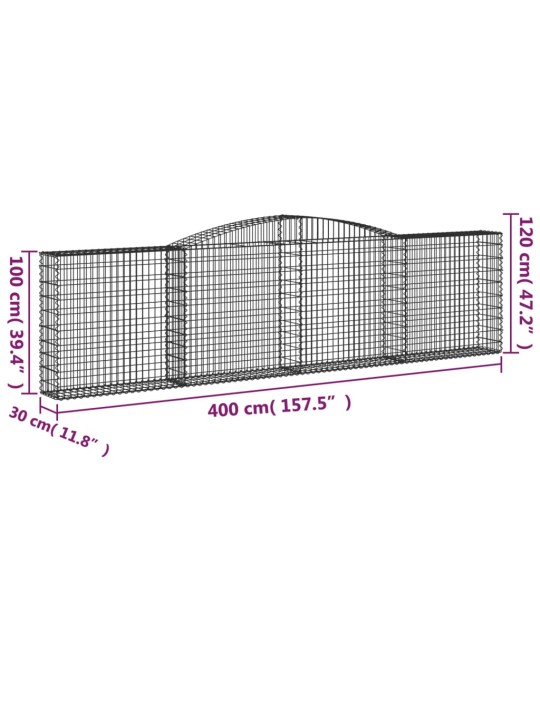 Kaarevat kivikorit 2 kpl 400x30x100/120 cm galvanoitu rauta