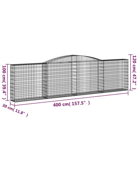 Kaarevat kivikorit 6 kpl 400x30x100/120 cm galvanoitu rauta