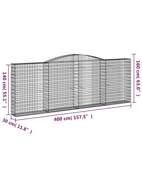 Kaarevat kivikorit 8 kpl 400x30x140/160 cm galvanoitu rauta