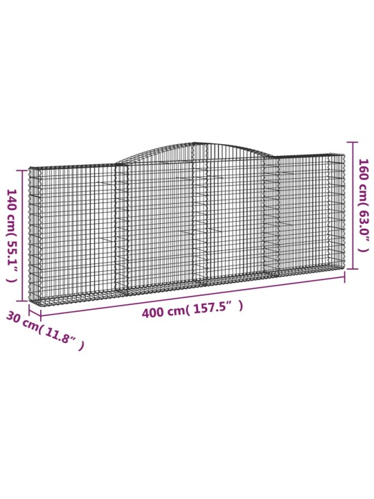 Kaarevat kivikorit 9 kpl 400x30x140/160 cm galvanoitu rauta