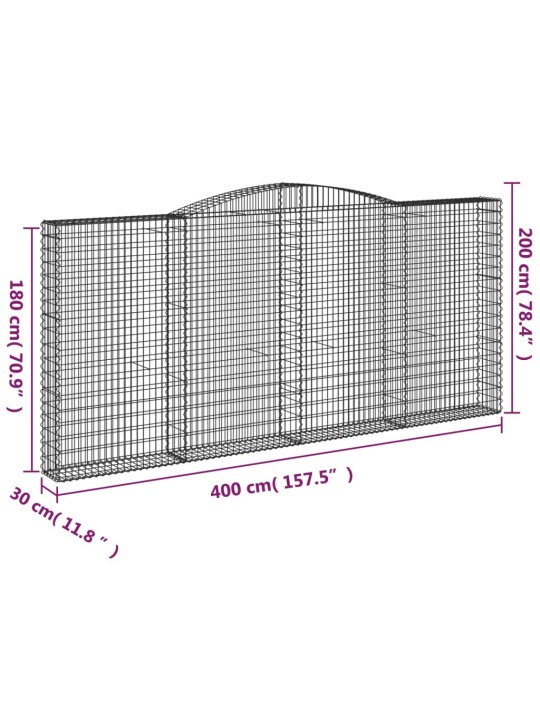 Kaarevat kivikorit 2 kpl 400x30x180/200 cm galvanoitu rauta