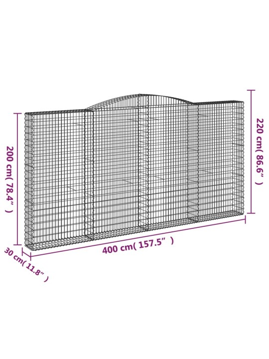 Kaarevat kivikorit 2 kpl 400x30x200/220 cm galvanoitu rauta