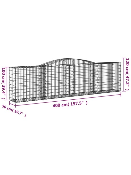 Kaarevat kivikorit 2 kpl 400x50x100/120 cm galvanoitu rauta