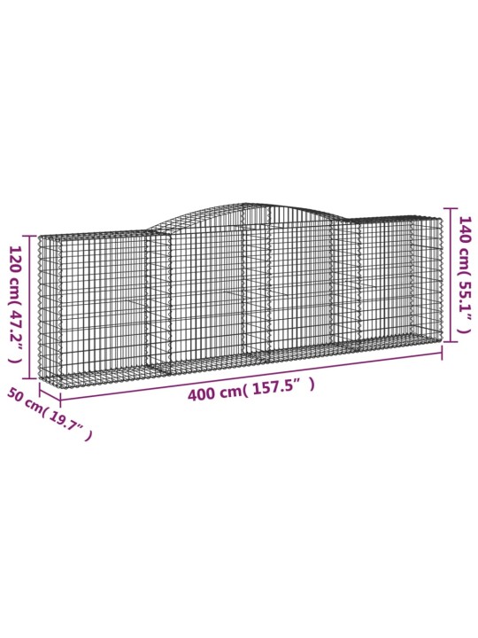 Kaarevat kivikorit 2 kpl 400x50x120/140 cm galvanoitu rauta