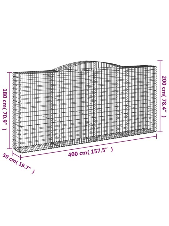 Kaarevat kivikorit 2 kpl 400x50x180/200 cm galvanoitu rauta