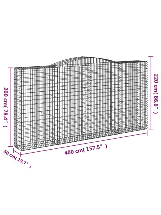 Kaarevat kivikorit 2 kpl 400x50x200/220 cm galvanoitu rauta