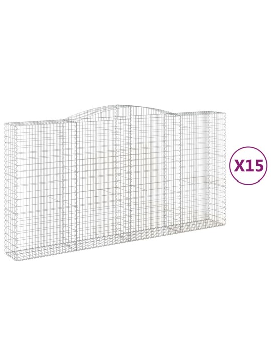 Kaarevat kivikorit 15 kpl 400x50x200/220 cm galvanoitu rauta