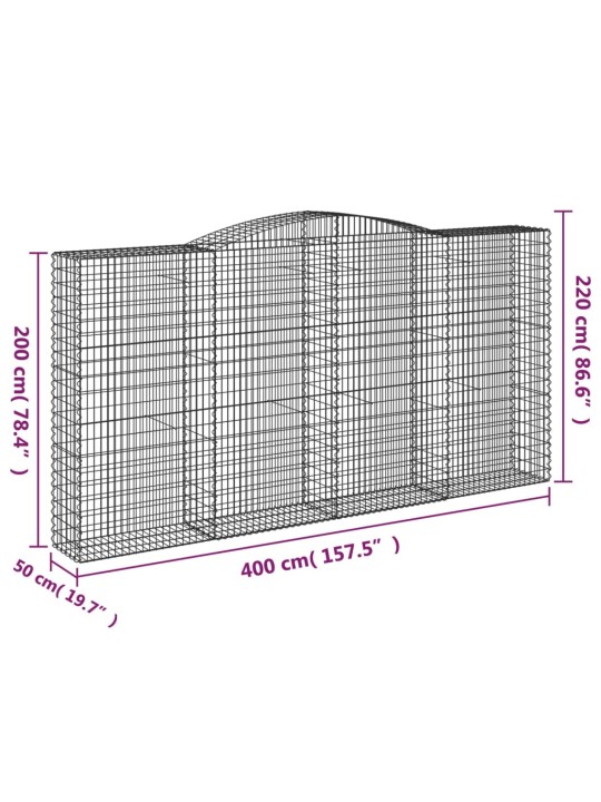 Kaarevat kivikorit 15 kpl 400x50x200/220 cm galvanoitu rauta