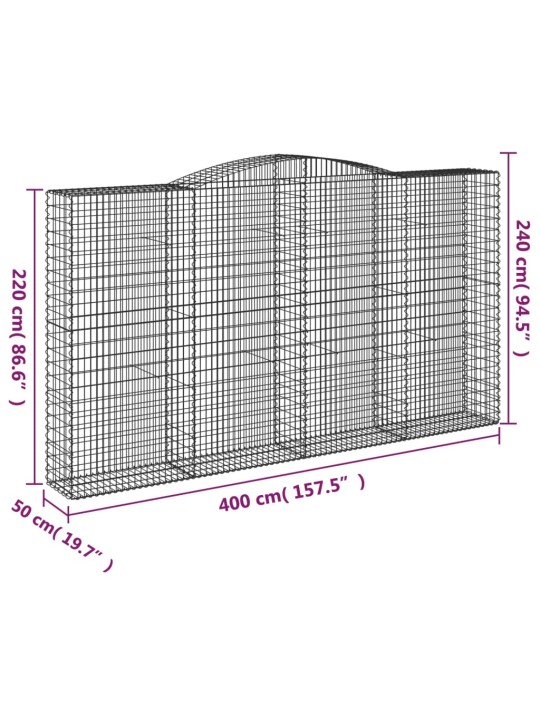 Kaarevat kivikorit 2 kpl 400x50x220/240 cm galvanoitu rauta