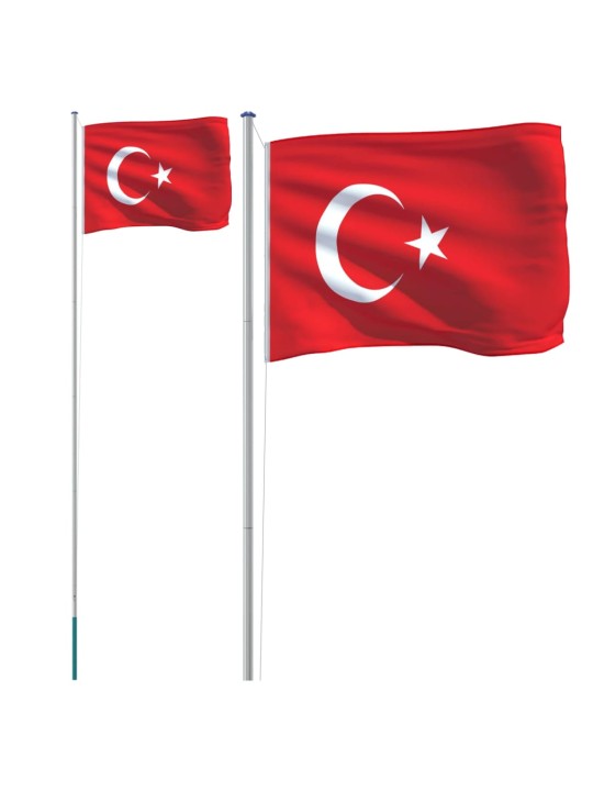 Turkin lippu ja lipputanko 6,23 m alumiini