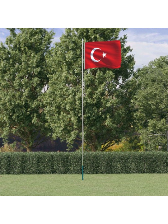 Turkin lippu ja lipputanko 6,23 m alumiini