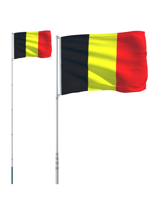 Belgian lippu ja lipputanko 5,55 m alumiini