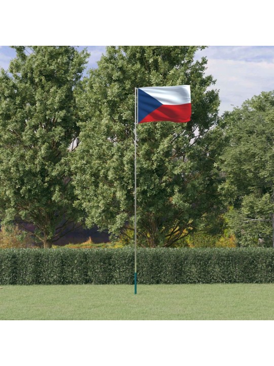 Tšekin lippu ja lipputanko 5,55 m alumiini