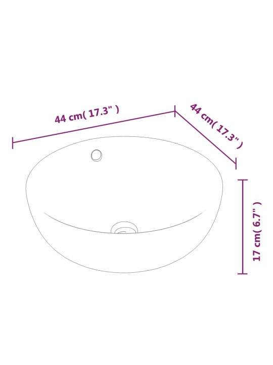 Pesuallas valkoinen 44x17 cm keraaminen pyöreä