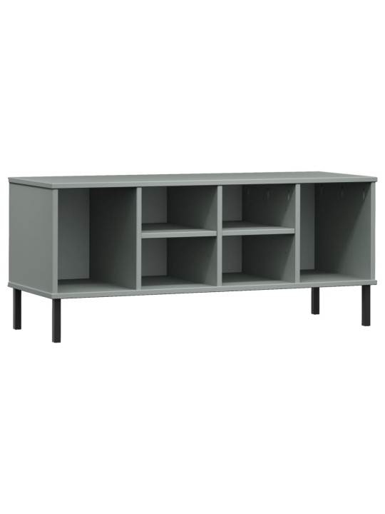 Kenkäteline metallijaloilla harmaa 106x35x45 cm täyspuu OSLO