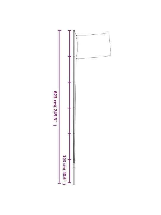 Lipputanko koottava hopea 6,23 m alumiini