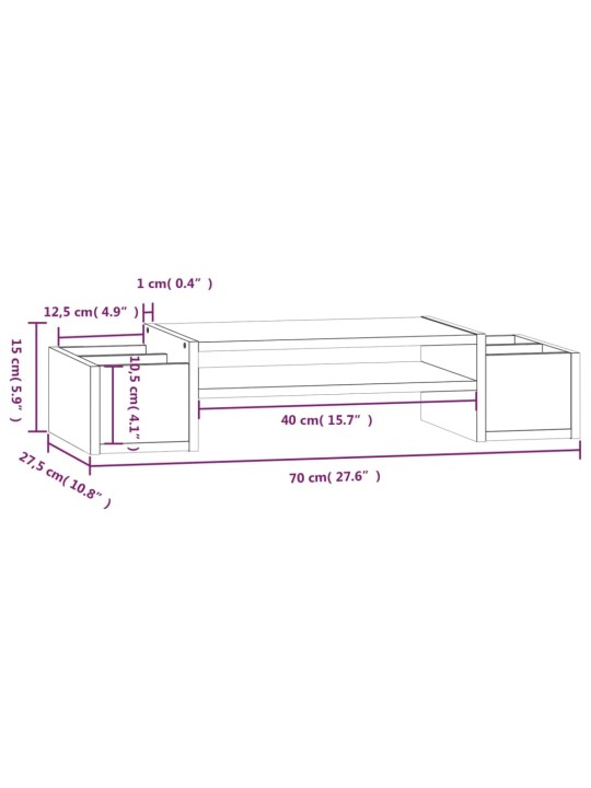 Näyttökoroke hunajanruskea 70x27,5x15 cm täysi mänty