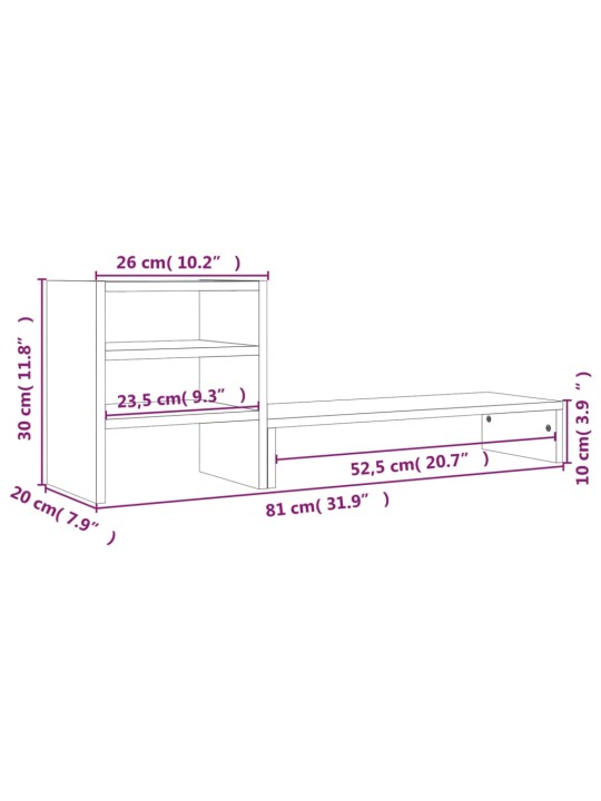 Näyttökoroke hunajanruskea 81x20x30 cm täysi mänty