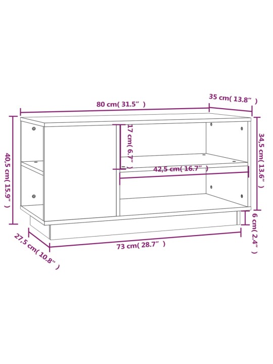 TV-taso hunajanruskea 80x35x40,5 cm täysi mänty