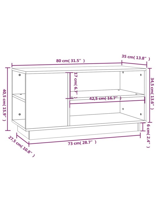 TV-taso musta 80x35x40,5 cm täysi mänty