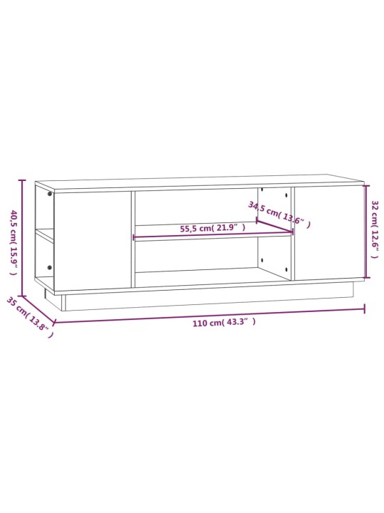 TV-taso hunajanruskea 110x35x40,5 cm täysi mänty