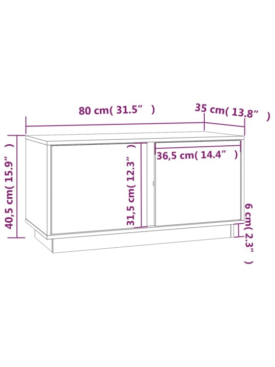 TV-taso harmaa 80x35x40,5 cm täysi mänty