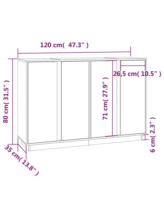 Senkki 120x35x80 cm täysi mänty