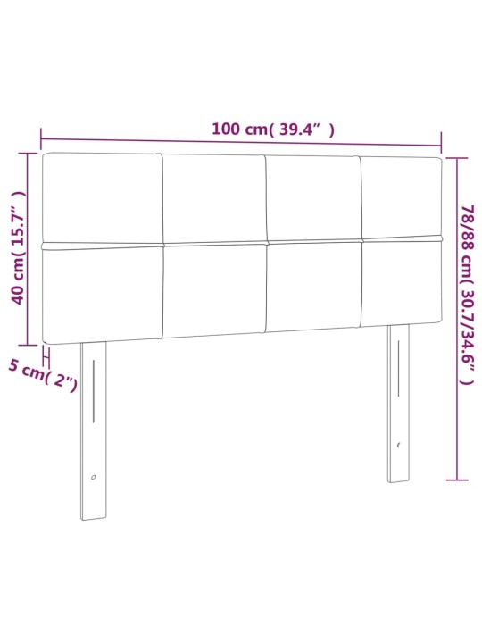 Päätylevy vaaleanharmaa 100x5x78/88 cm sametti