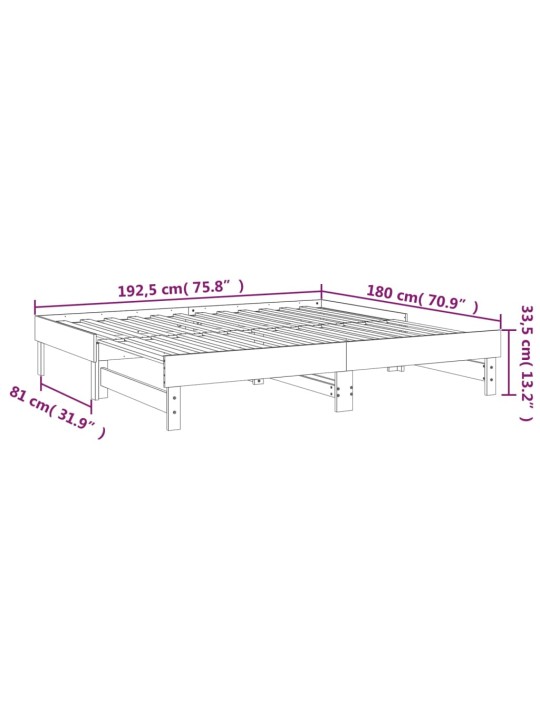 Sohvasänky ulosvedettävä harmaa 2x (90x190) cm täysi mänty