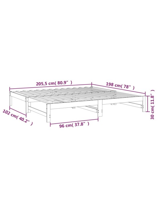 Sohvasänky ulosvedettävä harmaa 2x (100x200) cm täysi mänty