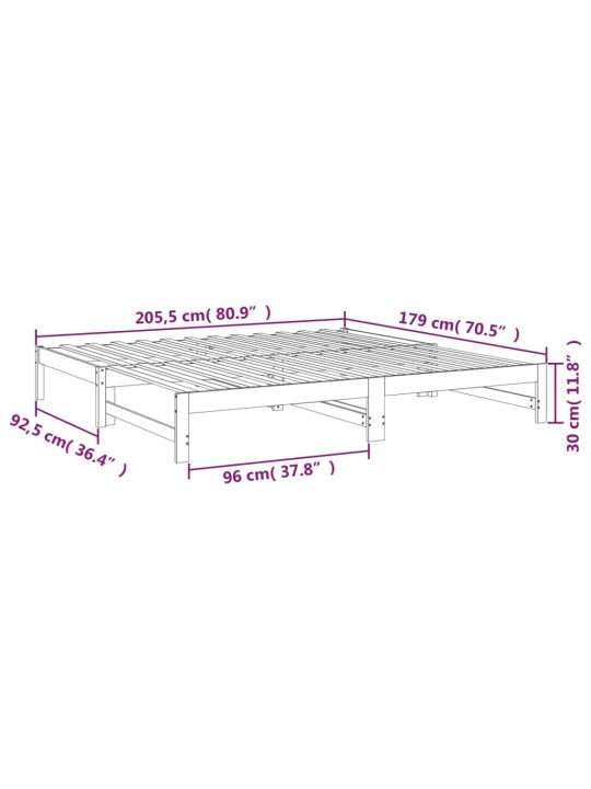 Sohvasänky ulosvedettävä harmaa 2x (90x200) cm täysi mänty