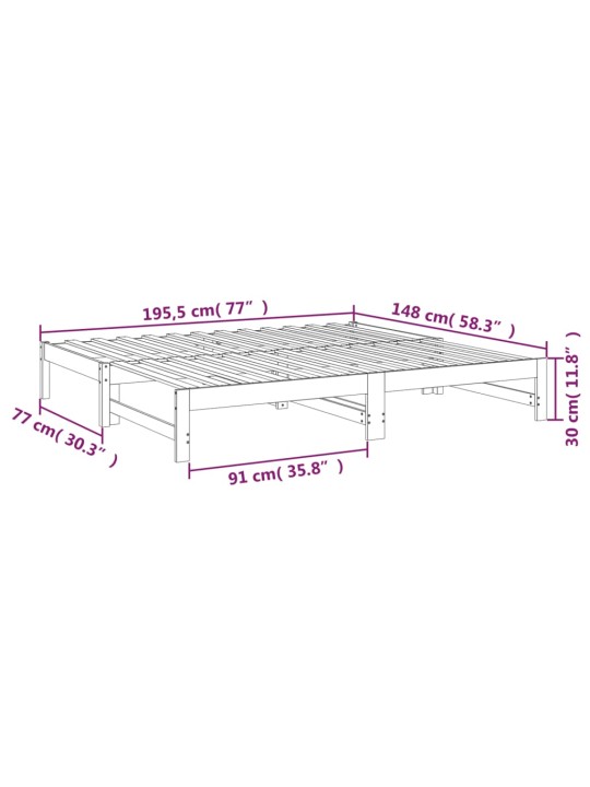 Sohvasänky ulosvedettävä 2x (75x190) cm täysi mänty