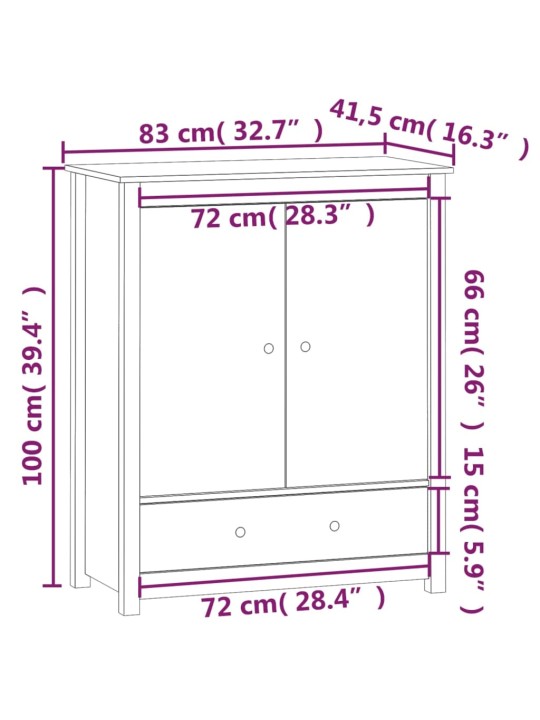 Kaappi hunajanruskea 83x41,5x100 cm täysi mänty