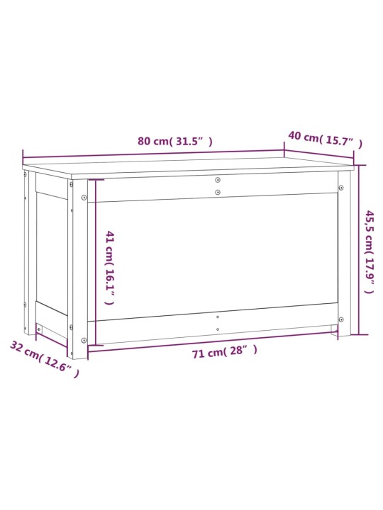 Säilytyslaatikko harmaa 80x40x45,5 cm täysi mänty