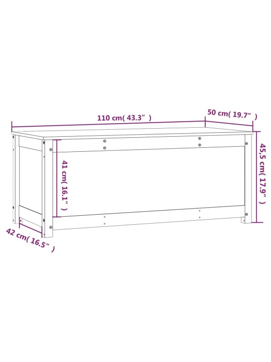 Säilytyslaatikko musta 110x50x45,5 cm täysi mänty