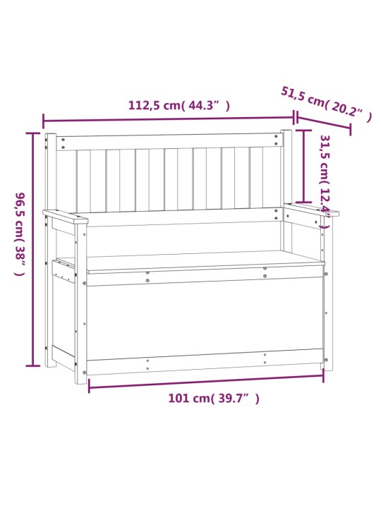 Penkki 112,5x51,5x96,5 cm täysi mänty