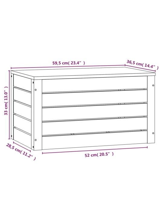 Säilytyslaatikko valkoinen 59,5x36,5x33 cm täysi mänty