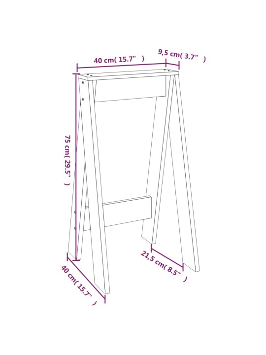 Jakkarat 2 kpl 40x40x75 cm täysi mänty