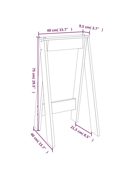 Jakkarat 2 kpl harmaa 40x40x75 cm täysi mänty