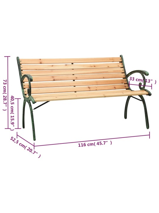 Puutarhapenkki 116 cm valurauta ja täysi kuusi