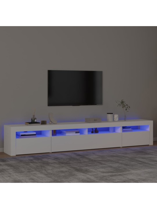 TV-taso LED-valoilla valkoinen 240x35x40 cm